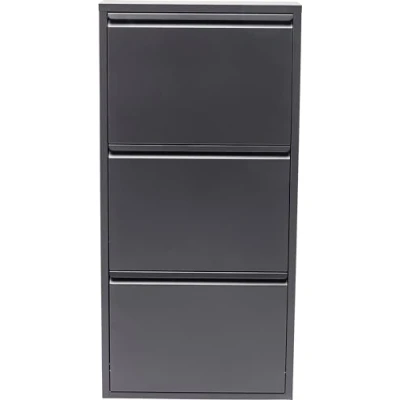Abbildung von Kare Design Schuhschrank Caruso Anthrazit, Metall, mit 3 Klappen, Schuhablage für 6 Paar Schuhe, schmal, platzsparend, hoch, Schuhregal, Eingangsbereich, 103x50x14 cm (H/B/T)