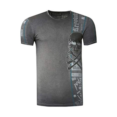 Abbildung von Rusty Neal IM Verwaschenen LOOK Tshirt print, Herren, Größe: Medium, Anthrazit