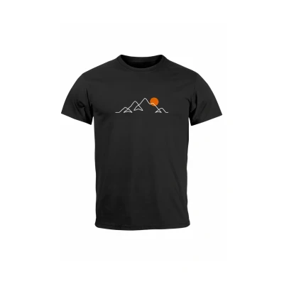 Abbildung von Neverless Lineart Berge Wandern Natur Outdoor Fashion Streetstyle Tshirt print, Herren, Größe: XS, Schwarz