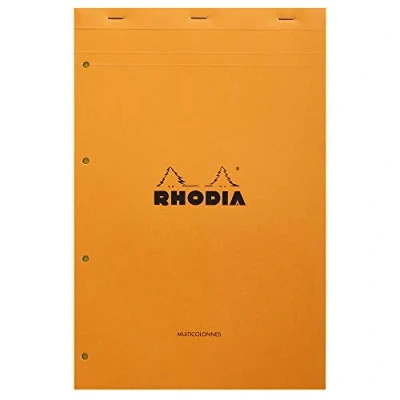 Abbildung von Rhodia 119700C Audit Notizblock (geheftet, DIN A4+, 21 x 31,8 cm, liniert mit Rand, 80 Blatt, gelbes Papier, 80g) 1 Stück, orange