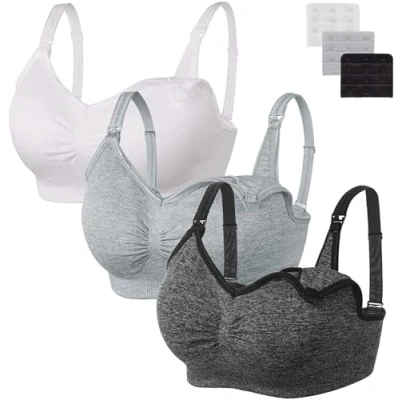 Abbildung von HBselect 3 Pcs Schwangerschafts Still BH Nahtloser mit zusätzlichen Verlängerungen Stillen und Schlaf Ohne Bügel für Damen