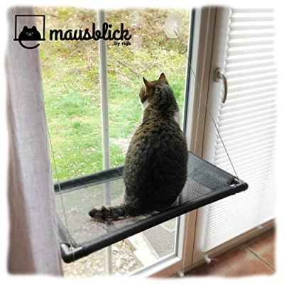Abbildung von riijk Katzen Hängematte Mausblick Fensterliege, Kunstoffgewebe, Katzenhängematte für bis 23 kg