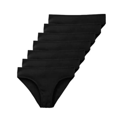 Abbildung von Tazzio Damen Slip 7er Pack Unterhosen Slips Unterwäsche Pantys Mehrpack Schlüpfer Baumwolle Set F901 (Schwarz, S)