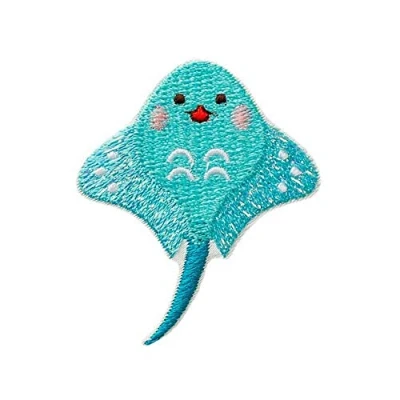 Abbildung von Monoquick Bügelbild Aufnäher Patch Applikation zum Aufbügeln Rochen 4,0 x 5,0 cm (06783)