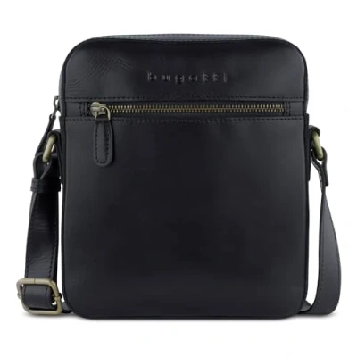 Abbildung von bugatti Remo kleine Schultertasche aus echtem Leder, Cross Body Umhängetasche in schwarz