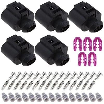 Abbildung von ECSiNG 5 Set Universal Auto Weiblicher Sensorstecker 3 Pin Buchsen mit Buchsenanschlüssen &amp; Dichtungen Wasserdicht Reparatur Kit 3D0973703 1J0973703