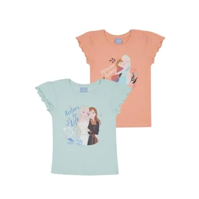 Abbildung von Frozen Die Eiskönigin Mädchen Kinder T Shirt Doppelpack 2er Pack (DE/NL/SE/PL, Numerisch, 110, 116, Regular, Apricot/Hellblau)