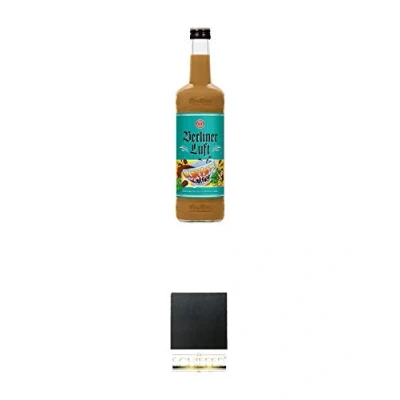 Abbildung von Berliner Luft Kalter Kaffee Likör 0,7 Liter + Schiefer Glasuntersetzer eckig ca. 9,5 cm Durchmesser