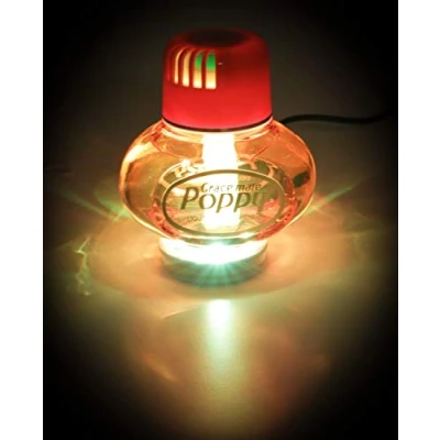 Abbildung von Lufterfrischer Original Poppy, LED Beleuchtung 5 Volt USB Stecker, LEDs 7 Farben Farbwechsel, Duft Inhalt 150 ml, für LKW, PKW (Zitrus)