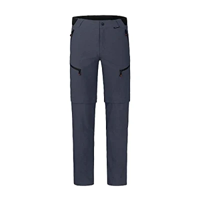 Abbildung von Bergson Zip Off Hose LEBIKO Zipp Herren Wanderhose, robust, elastisch, Langgrößen, grau/blau