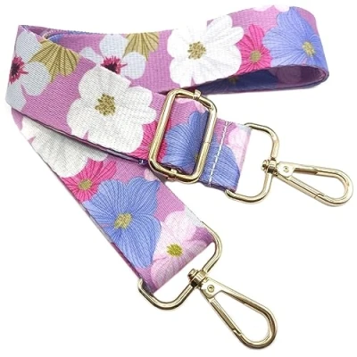Abbildung von Verstellbarer Schultergurt Tasche Pink Blumen, Taschengurte zum Wechseln, Taschengurt Breit mit Karabiner Gold, 80 130 cm Tragegurt für Damen Schultertaschen, Moderne Handtasche, 3.8cm, 602