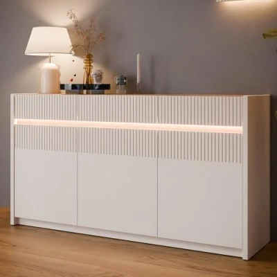 Abbildung von FORTE Sideboard, Beleuchtung, Soft Close, Lamellenoptik