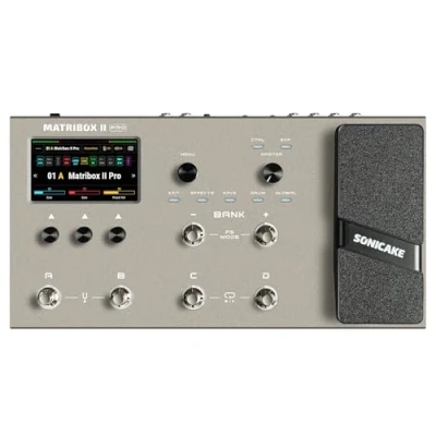 Abbildung von SONICAKE Multi Effekte mit Expression Pedal Guitar Bass Amp Modeling IR Cabinets Simulation FX Loop MIDI Stereo OTG USB Audio Interface 4,3“ Farb Touchscreen Matribox II Pro