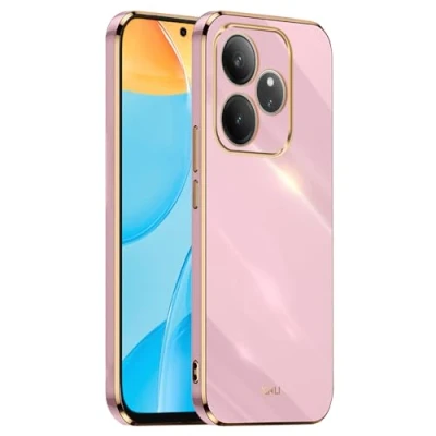 Abbildung von EASSGU Galvanisierter Rahmen Handyhülle für Realme GT 6 / 6T (6.78&quot; Inches), Weiche TPU Silikon Schutzhülle Violett