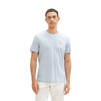 Abbildung von TOM TAILOR Herren 1037268 T Shirt mit Print, 31992 Stonington Blue White Stripes, M