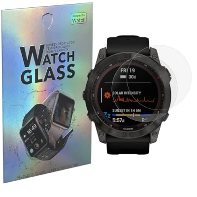 Abbildung von Schutzfolie für Garmin Fenix 7/7 Solar/7 Sapphire Solar [2 Stück] Schutzglas Hartglas Panzerglas Displayschutzfolie Panzerglasfolie PHONILLICO