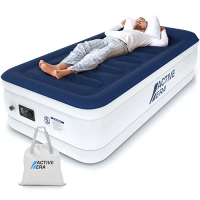 Abbildung von Active Era Luxus Luftbett 1 Person, Luftmatratze selbstaufblasend mit eingebauter elektrischer Pumpe &amp; integriertem Kissen, Aufblasbare Matratze für Camping Gästebett 99 x 191 53cm