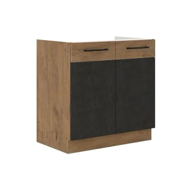 Abbildung von Küchen Preisbombe Spülenschrank 80 cm Küche Vigo Matera Grau + Eiche Lancelot Küchenzeile Küchenblock