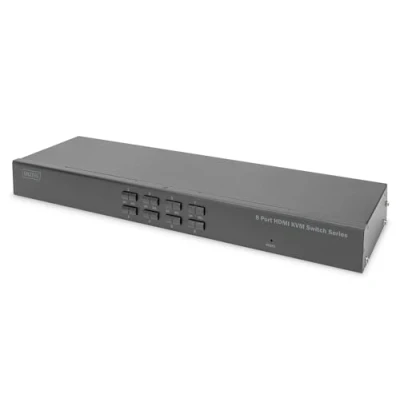 Abbildung von DIGITUS 8 Port KVM HDMI Switch DDC Kommunikation 1.4, HDCP 2.2 UltraHD 4k30Hz USB Anschlüsse für Maus &amp; Tastatur Hotkey Umschaltung Keine Treiber notwendig Schwarz