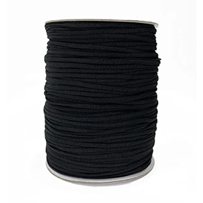 Abbildung von 200 Meter elastisches Gummi für Masken, Band zum Nähen, feines Gummi, Nähen und Heimwerken, (4 mm, Schwarz)