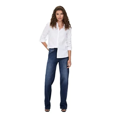 Abbildung von ONLY Onljuicy HIGH Waist WIDE LEG Jeans Straight Leg, Damen, Größe: 26x34, Dark blue