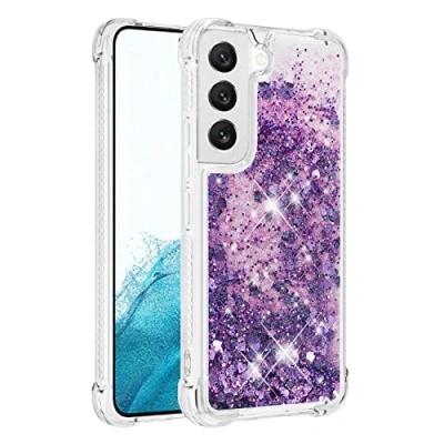 Abbildung von KBIKO zxl Kompatibel mit Hülle Samsung Galaxy S22 Glitzer Handyhülle, Glitter Flüssig Treibsand Case Weich Silikon TPU Bumper Schutzhülle Mädchen Frauen für S22.Purple YBL