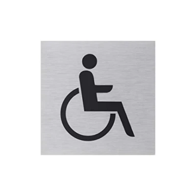 Abbildung von Metafranc Klebeschild Symbol: Rollstuhl 80 x mm Aus Aluminium In moderner Edelstahl Optik Selbstklebende Rückseite / Beschilderung Infoschild Gewerbekennzeichnung 507110