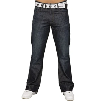 Abbildung von BRAND KRUZE Herren Jeans Bootcut Pants KZ115 Ausgestellte Denimhose mit weitem Bein, alle Taillengrößen Gürtel, dunkelblau, 38 W / 34 L