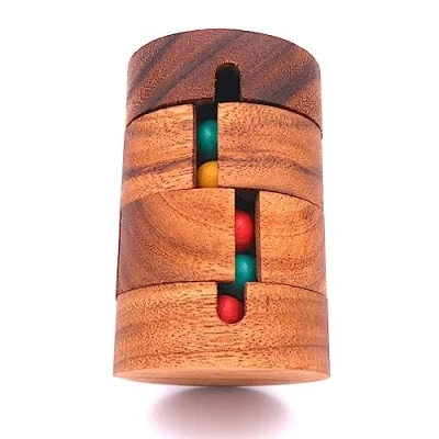 Abbildung von ROMBOL Denkspiele Spiel, Knobelspiel Revolve spannendes Dreh Puzzle mit farbigen Kugeln, Holzspiel