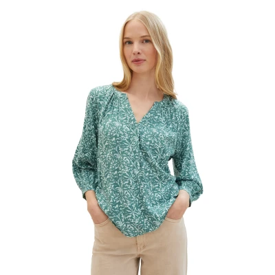 Abbildung von TOM Tailor Bluse, Damen, Größe: 38, Green abstract leaf print