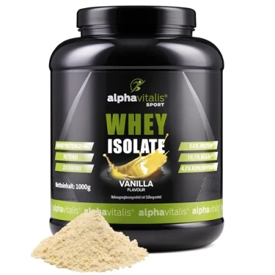 Abbildung von Whey Protein Pulver Isolate 1KG 84% Proteingehalt Eiweißpulver zuckerfrei &amp; fettfrei 100% leckerer WPI Proteinshake aus Molkenprotein für den Muskelaufbau (Vanille)