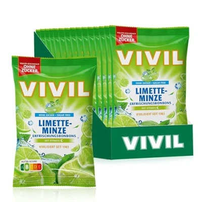 Abbildung von VIVIL Limette Minze mit Vitamin C, 15 Beutel, Erfrischungsbonbons Limettegeschmack, zuckerfrei &amp; vegan, x 120g