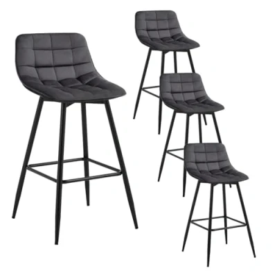 Abbildung von WOLTU 4er Set Barhocker Barstuhl Hocker Tresenhocker Bistrohocker Design Stuhl Samt Metall Dunkelgrau BH143dgr 4