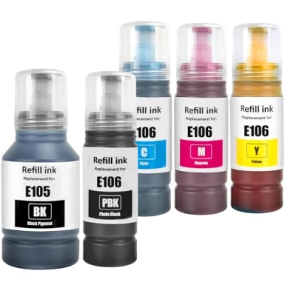 Abbildung von LAIPENG 105 106 Tinte Kompatibel mit Epson für ET 7700 7750 L7160 L7180 Drucker 5 Farben Multipack (Schwarz/Foto Schwarz/Cyan/Magenta/Gelb)