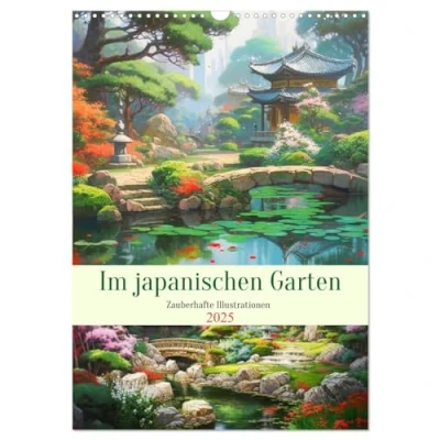 Abbildung von Im japanischen Garten. Zauberhafte Illustrationen (Wandkalender 2025 DIN A3 hoch), CALVENDO Monatskalender
