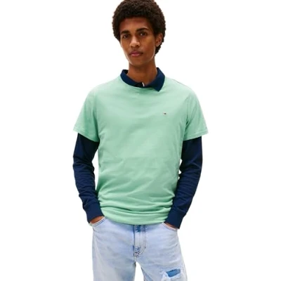 Abbildung von Tommy Jeans Herren T Shirt Kurzarm Original Slim Fit, Grün (Cloudy Jade), 4XL
