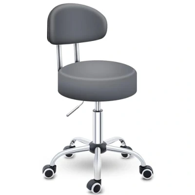 Abbildung von TRESKO Drehhocker Rollhocker mit Lehne, Arbeitshocker höhenverstellbar 47 60 cm, Bürostuhl Rollen Hocker Drehstuhl Kosmetikhocker