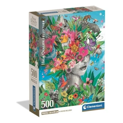 Abbildung von Clementoni Puzzle 500 Teile für Erwachsene und Jungen, Kollektion, Thema Head in The Jungle, Compact Box mit Poster, Geschenkidee Damen Herren, Made Italy, 49 x 36 cm, 35600