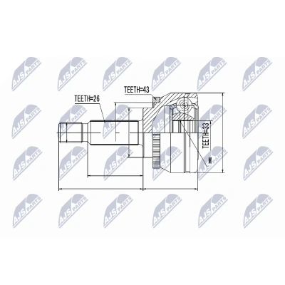 Abbildung von NTY NPZ MS 053 Gelenksatz Vorderachse links, rechts TPE (thermoplastischer Elastomer) MITSUBISHI: Carisma Schrägheck, Space Star