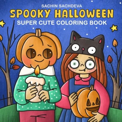 Abbildung von Spooky Halloween: Super Cute Coloring Book for Adults, Teens and Kids, featuring Simple, Bold Easy designs relaxation