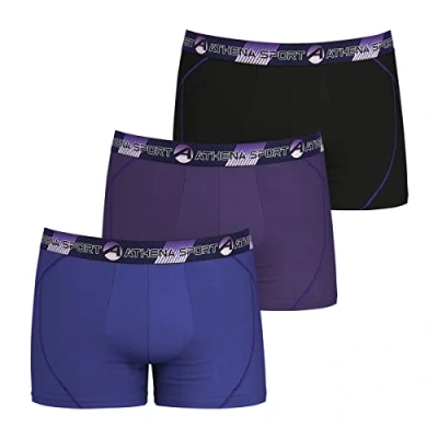 Abbildung von ATHENA Herren Training Ln24 Unterwäsche, Indigo/Violett/Schwarz, L (3er Pack)