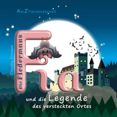 Abbildung von die Fledermaus Fia und Legende des versteckten Ortes