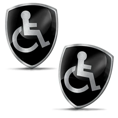 Abbildung von Biomar Labs 2 x Aufkleber 3D Gel Silikon Behindert Disabled Symbol Logo Rollstuhl Rollstuhlfahrer Schild Silber Sticker Autoaufkleber Auto Motorrad Fahrrad Fenster Tür KS 94