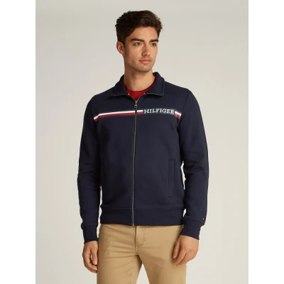 Abbildung von Tommy Hilfiger Chest Stripe ZIP Through Sweatjacke, Herren, Größe: Small, Desert sky