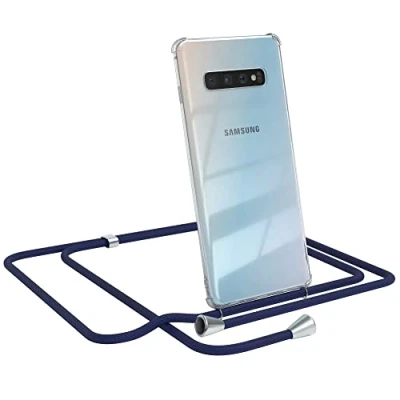 Abbildung von EAZY CASE Handykette kompatibel mit Samsung Galaxy S10 Plus Handyhülle Umhängeband, Handykordel Schutzhülle, Silikonhülle, Hülle Band, Stylische Kette für Smartphone, Navy Blau