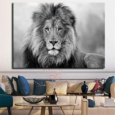 Abbildung von Yooyu Leinwand Malerei Tier Wandkunst Löwe Poster und Drucke Wandbilder für Zimmer Bilder Dekoration 50x70cm Rahmenlos