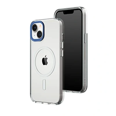 Abbildung von RhinoShield Clear Case kompatibel mit MagSafe für [iPhone 14/13]Überragende Magnetstärke, Vergilbungsresistenz, Kristallklar, optimaler Schutz und personalisierbar Kobaltblau Kamera Ring