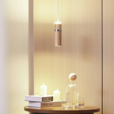 Abbildung von Lucande LED Hängeleuchte Nojus, Holz, up/down, Ø 6 cm