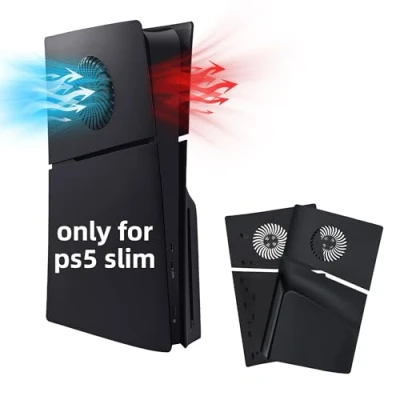 Abbildung von Mcbazel PS5 Slim Frontplattenersatz Faceplates Dauerhafte ABS Schutzersatzabdeckung mit Kühlungsventilzubehör für Playstation 5 Disc Edition schwarz