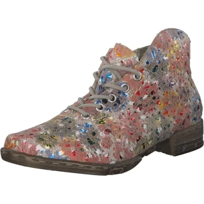 Abbildung von Rieker Schnürboots, Blockabsatz, Schnürschuh, Stiefelette mit tollem Lasercut